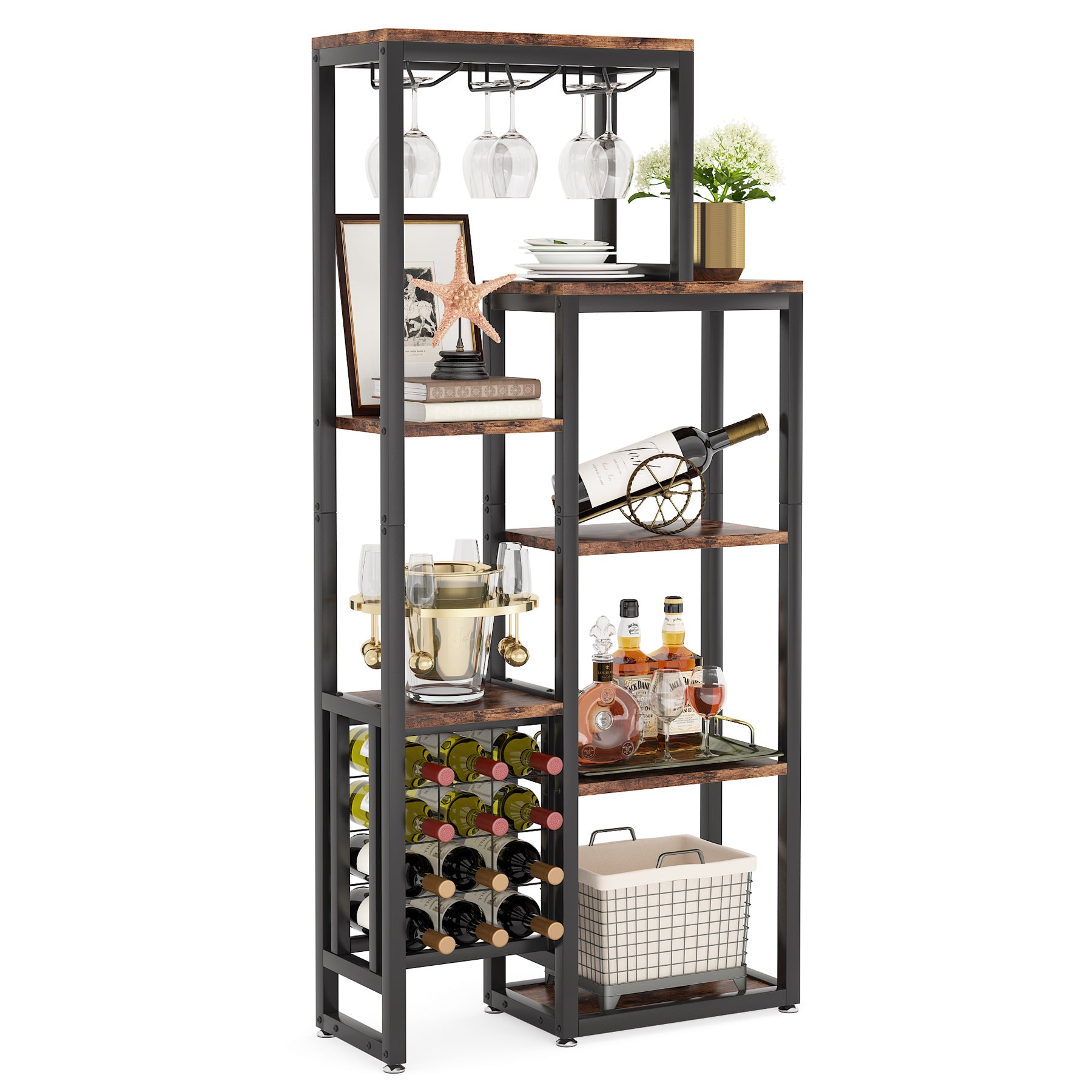 Freestanding Wine Rack with Glass Holder